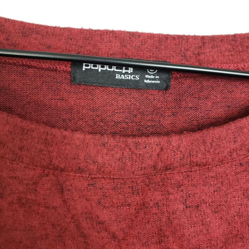 Popular Basic Red Ruched Sweater - Picture 2 of 4